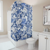 Rideaux De Douche Fleurs bleues Indigo (En situation)