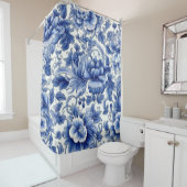 Rideaux De Douche Fleurs bleues Indigo (En situation)