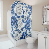 Rideaux De Douche Fleurs bleues Indigo (En situation)
