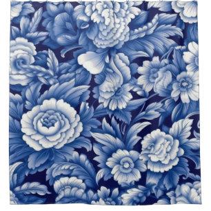 Rideaux De Douche Fleurs bleues Indigo