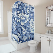 Rideaux De Douche Fleurs bleues Indigo (En situation)