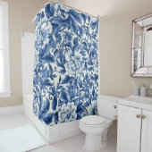 Rideaux De Douche Fleurs bleues Indigo (En situation)