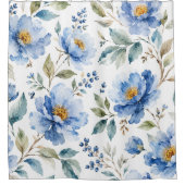 Rideaux De Douche Fleurs Bleues Romantiques (Devant)