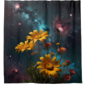 Rideaux De Douche Fleurs célestes : Fleurs sous la voie lactée (Devant)