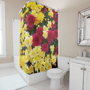 Rideaux De Douche Fleurs Chrysanthème d'automne en or rouge