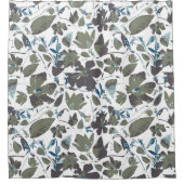 Rideaux De Douche Fleurs Clematis Vert Bleu Motif Floral (Devant)
