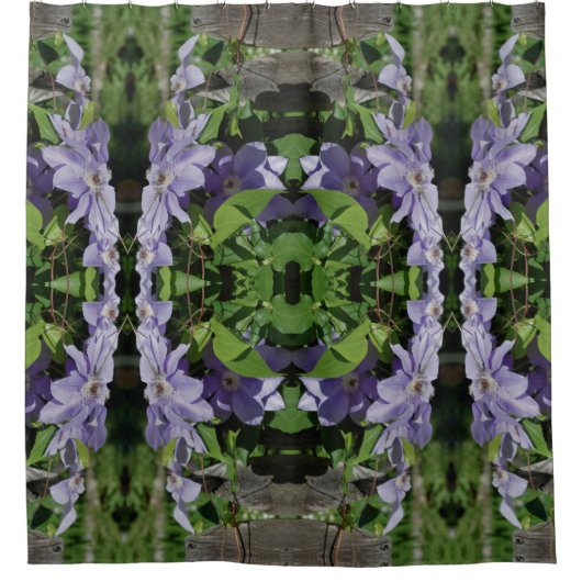 Rideaux De Douche Fleurs Clematis Violet Miroir Abstrait (Devant)