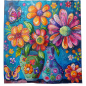 Rideaux De Douche Fleurs Colorées Brillantes (Devant)