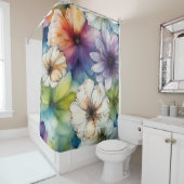 Rideaux De Douche Fleurs colorées en Aquarelle (En situation)