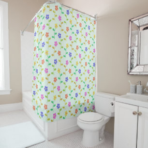 Rideaux De Douche Fleurs colorées, Motif Floral, Verdure, Boho