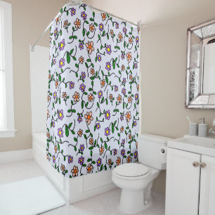 Rideaux De Douche Fleurs colorées, Motif Floral, Verdure, Boho