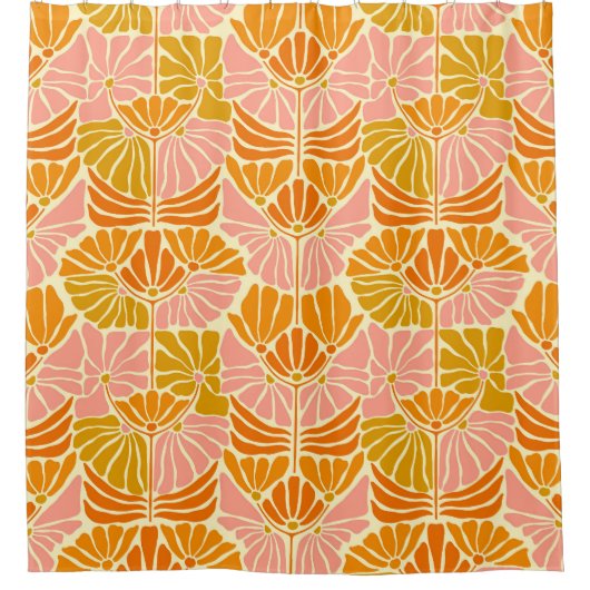 Rideaux De Douche Fleurs colorées rétro (Devant)