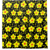 Rideaux De Douche Fleurs concurrentes - Jaune et rouge sur noir (Devant)
