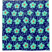 Rideaux De Douche Fleurs concurrentes - Turquoise et rouge sur Deep (Devant)