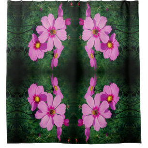 Rideaux De Douche Fleurs Cosmos Roses Abstraites
