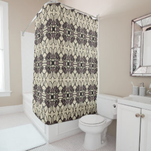 Rideaux De Douche Fleurs croisées Lacing- design beige pourpre/tenda