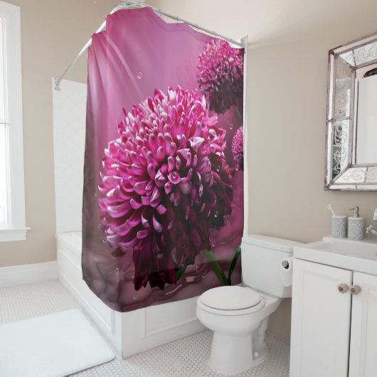 Rideaux De Douche Fleurs Dahlia (En situation)