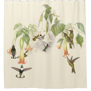 Rideaux De Douche Fleurs d'animaux de faune d'oiseaux de colibri