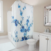 Rideaux De Douche Fleurs d'Aquarelle Bleue Delicate Belle (En situation)