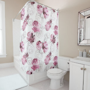 Rideaux De Douche Fleurs d'aquarelle croisées de Bourgogne et de Car
