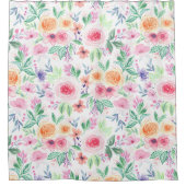 Rideaux De Douche Fleurs d'aquarelle et feuilles (Devant)