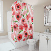 Rideaux De Douche Fleurs d'aquarelle : ikat de pavot. (En situation)