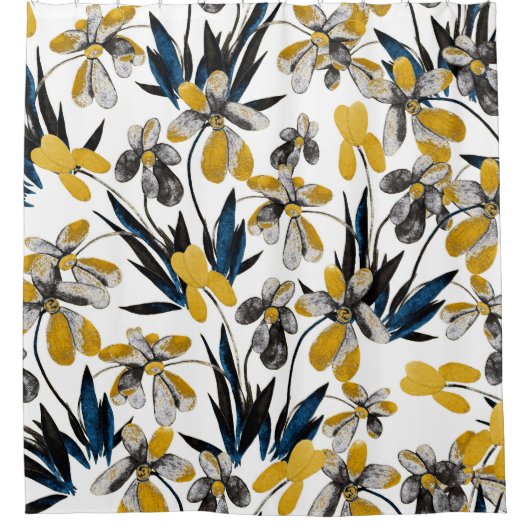 Rideaux De Douche Fleurs d'aquarelle : motif d'été vibrant. (Devant)