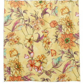 Rideaux De Douche Fleurs d'aquarelle motif transparent
