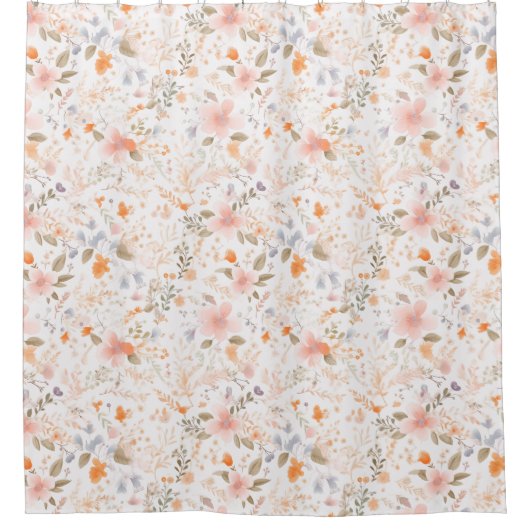 Rideaux De Douche Fleurs d'aquarelle pastel d'été (Devant)