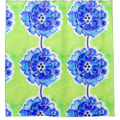 Rideaux De Douche Fleurs d'aquarelle vert et bleu (Devant)