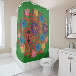 Rideaux De Douche Fleurs d'aquarelle vintage motif