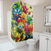 Rideaux De Douche Fleurs d'art (En situation)