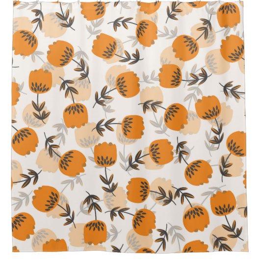 Rideaux De Douche Fleurs d'art populaire style scandinave (Devant)