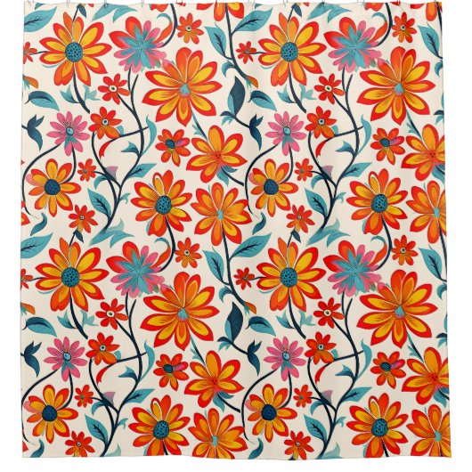 Rideaux De Douche Fleurs d'art populaire Whimsical (Devant)