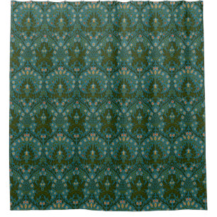 Rideaux De Douche Fleurs d'Automne Vintage Bleu Vert William Morris