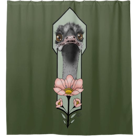 Rideaux De Douche Fleurs d'autruche Art Déco Vert (Devant)