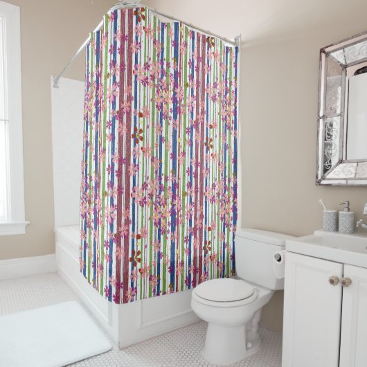 Rideaux De Douche Fleurs de bois (En situation)