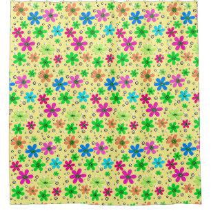 Rideaux De Douche Fleurs de camomille multicolores lumineuses sur un