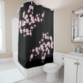 Rideaux De Douche Fleurs de cerisier rose noir (En situation)