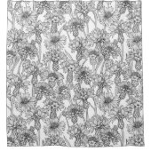 Rideaux De Douche Fleurs de Cornflowers, fleurs sauvages en noir et  (Devant)