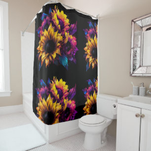 Rideaux De Douche fleurs de couleur aquarelle