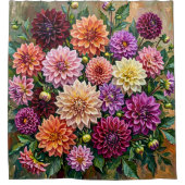 Rideaux De Douche Fleurs de dahlia colorées (Devant)