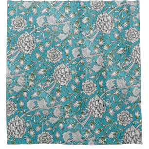 Rideaux De Douche Fleurs de feuillage vintage bleu floral