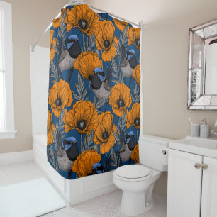Rideaux De Douche Fleurs de fleurs et fleurs de pavot orange
