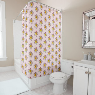 Rideaux De Douche Fleurs de frangipanier Plumeria pastel sur fond ro