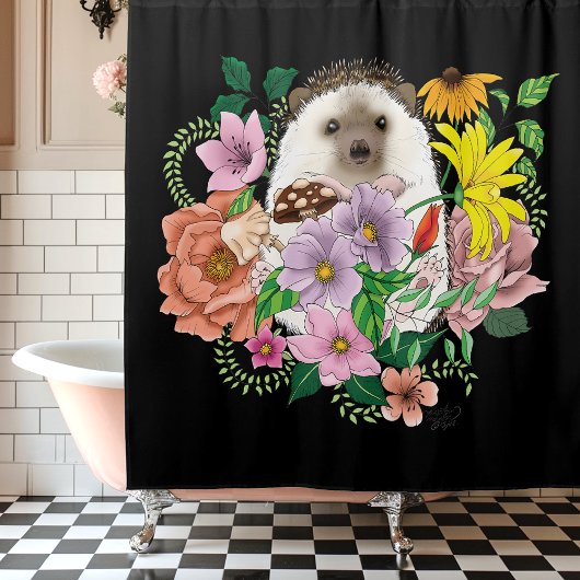 Rideaux De Douche Fleurs de hérisson mignonnes