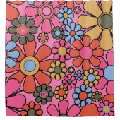 Rideaux De Douche Fleurs de Jardin Rétro 60s les années 70 brillant  (Devant)