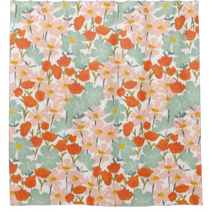 Rideaux De Douche Fleurs de jardin : rose, orange sans soudure