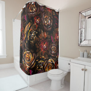Rideaux De Douche Fleurs de jardin sombre automne Glow automne