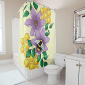 Rideaux De Douche Fleurs de lavande de bourdon Jaune (En situation)